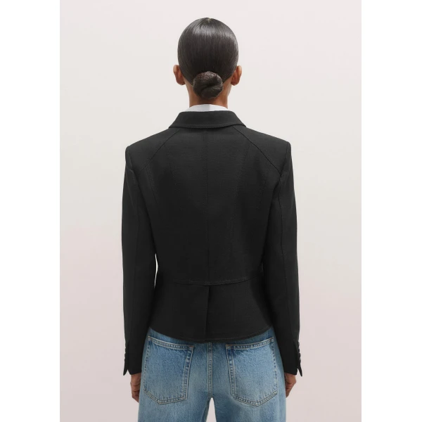Contrast Topstitch Short Fitted Blazer
Viscose-Blend Tailoring Fabric - Image 5