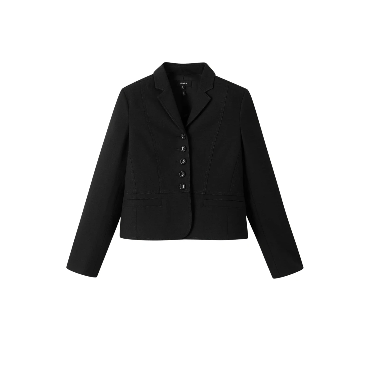 Contrast Topstitch Short Fitted Blazer
Viscose-Blend Tailoring Fabric - Image 1