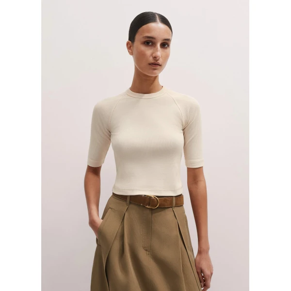 Me and Em Crop Raglan Seam Rib Tee
Cotton Rib Stretch Jersey Top, view 2