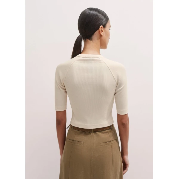 Me and Em Crop Raglan Seam Rib Tee
Cotton Rib Stretch Jersey Top, view 5