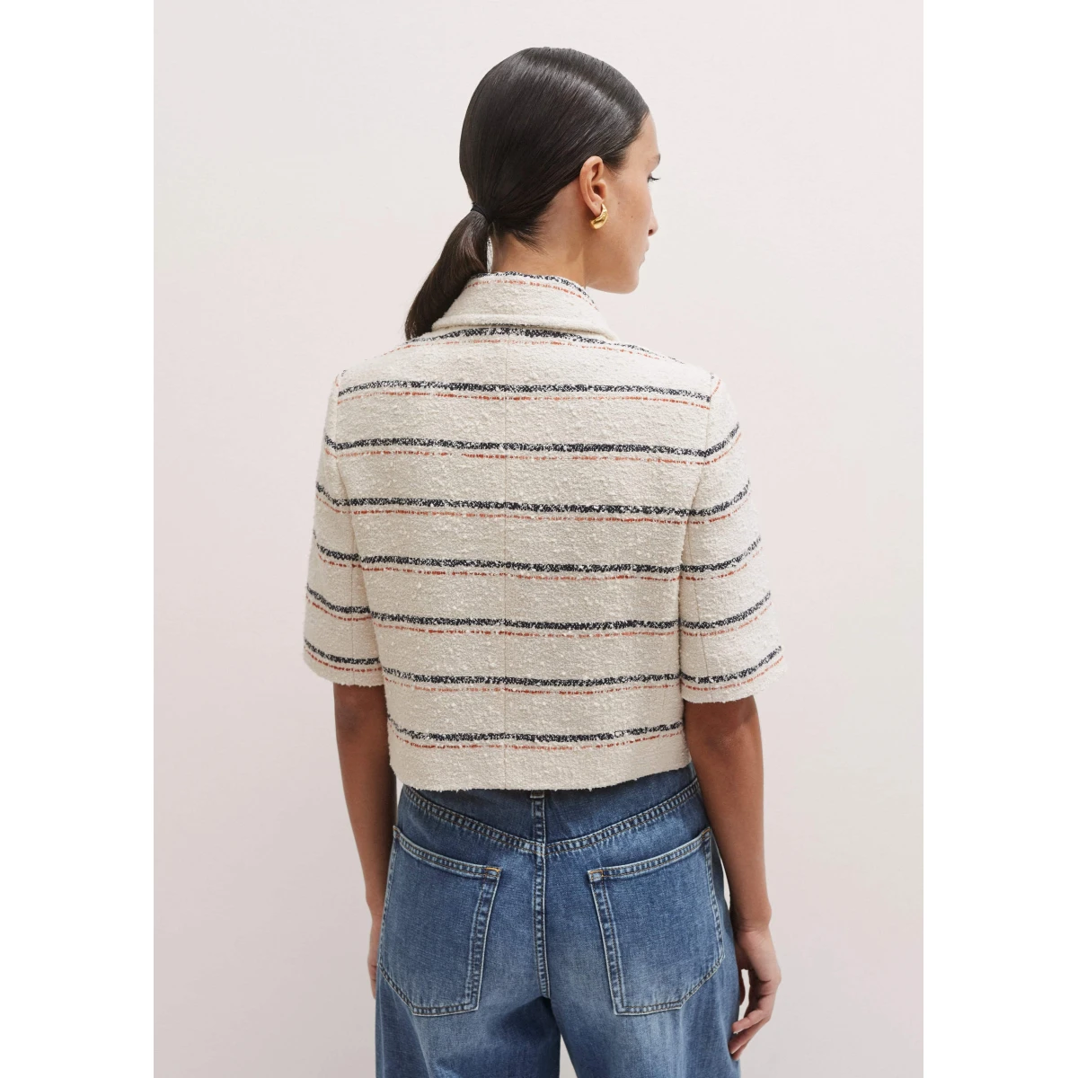 Italian Cotton Blend Stripe Short Jacket
Italian Textured Cotton Blend - Image 6