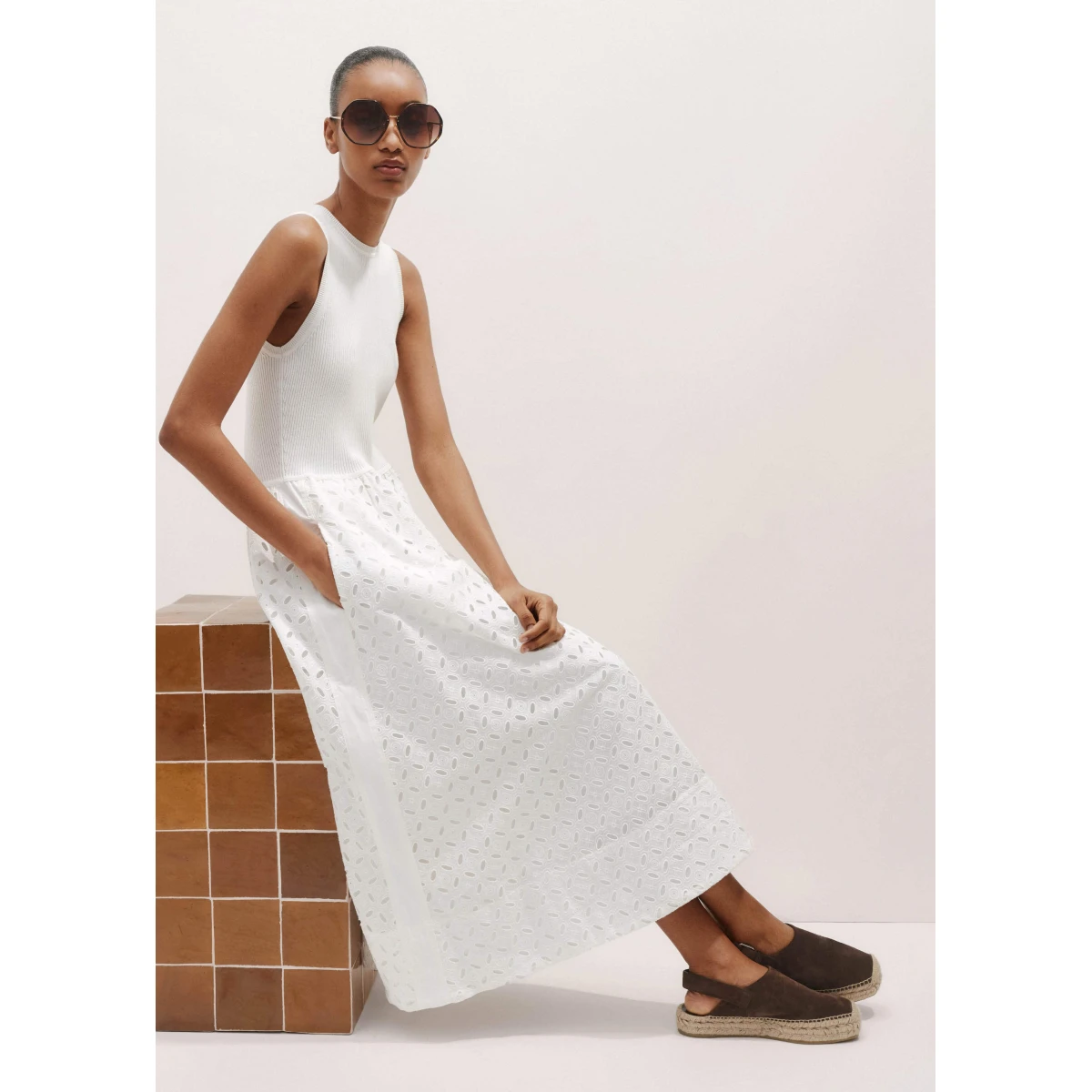 Knit + Broderie Mixed Media Midi Dress
Cotton Knit + Broderie - Image 5