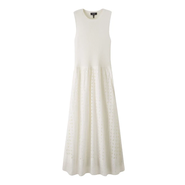 Knit + Broderie Mixed Media Midi Dress
Cotton Knit + Broderie