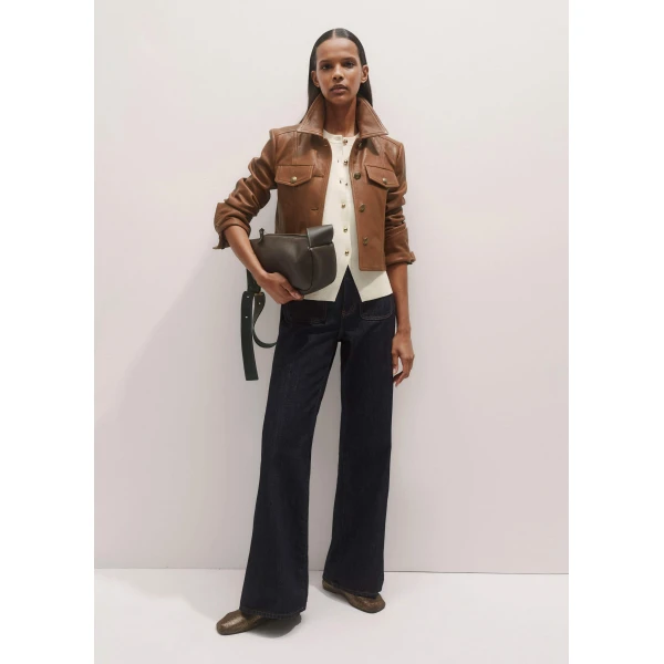 Me and Em Leather Utility Crop Jacket
Washed Leather Jacket, view 4