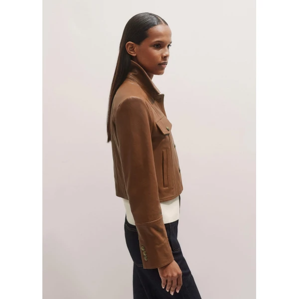 Me and Em Leather Utility Crop Jacket
Washed Leather Jacket, view 6