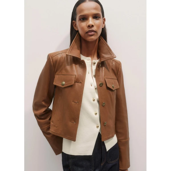 Me and Em Leather Utility Crop Jacket
Washed Leather Jacket, view 7