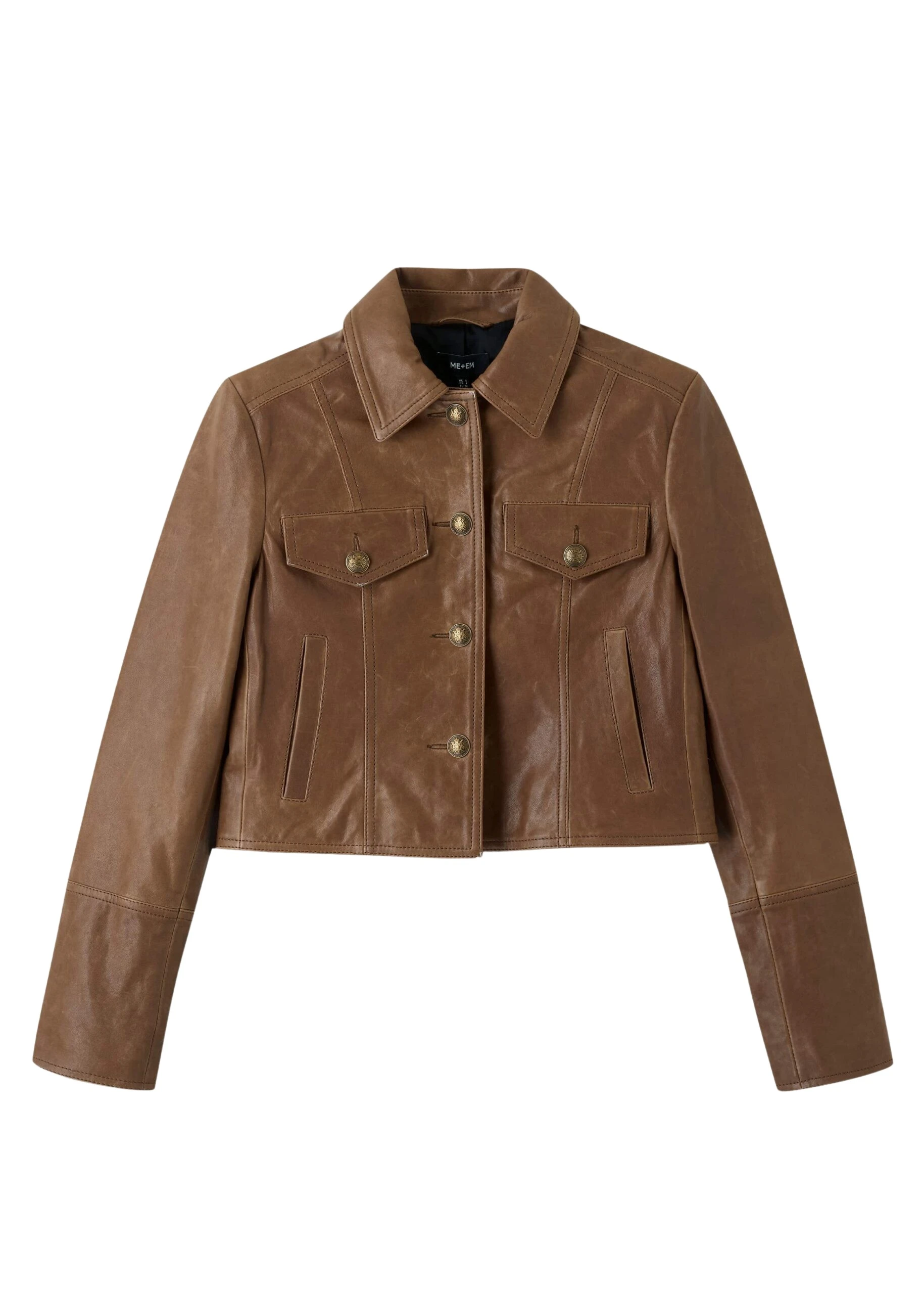 Leather Utility Crop Jacket
Washed Leather
