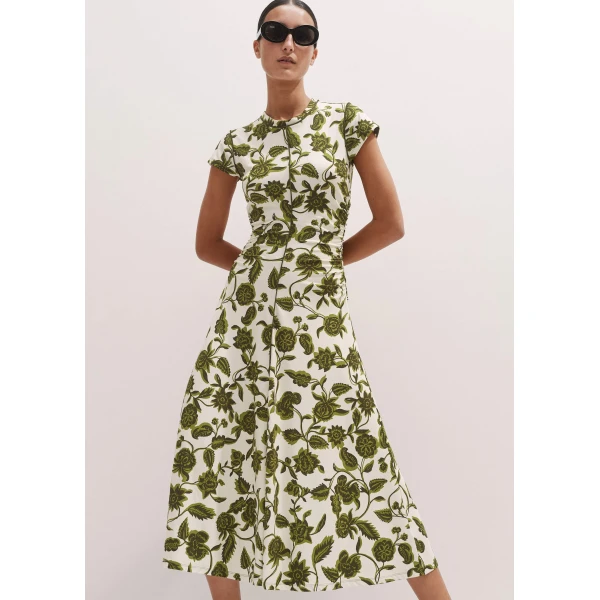 Me and Em Midnight Hibiscus Print Crew Neck Midi Dress
Textured Stretch Jersey Dress, view 2