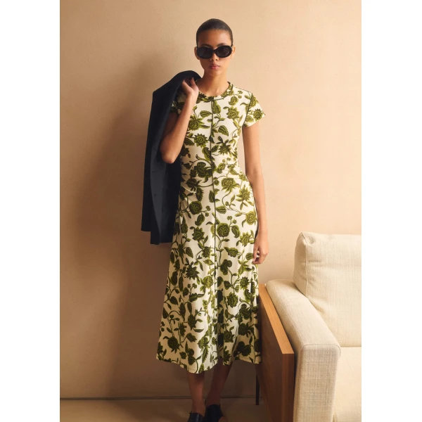Me and Em Midnight Hibiscus Print Crew Neck Midi Dress
Textured Stretch Jersey Dress, view 6