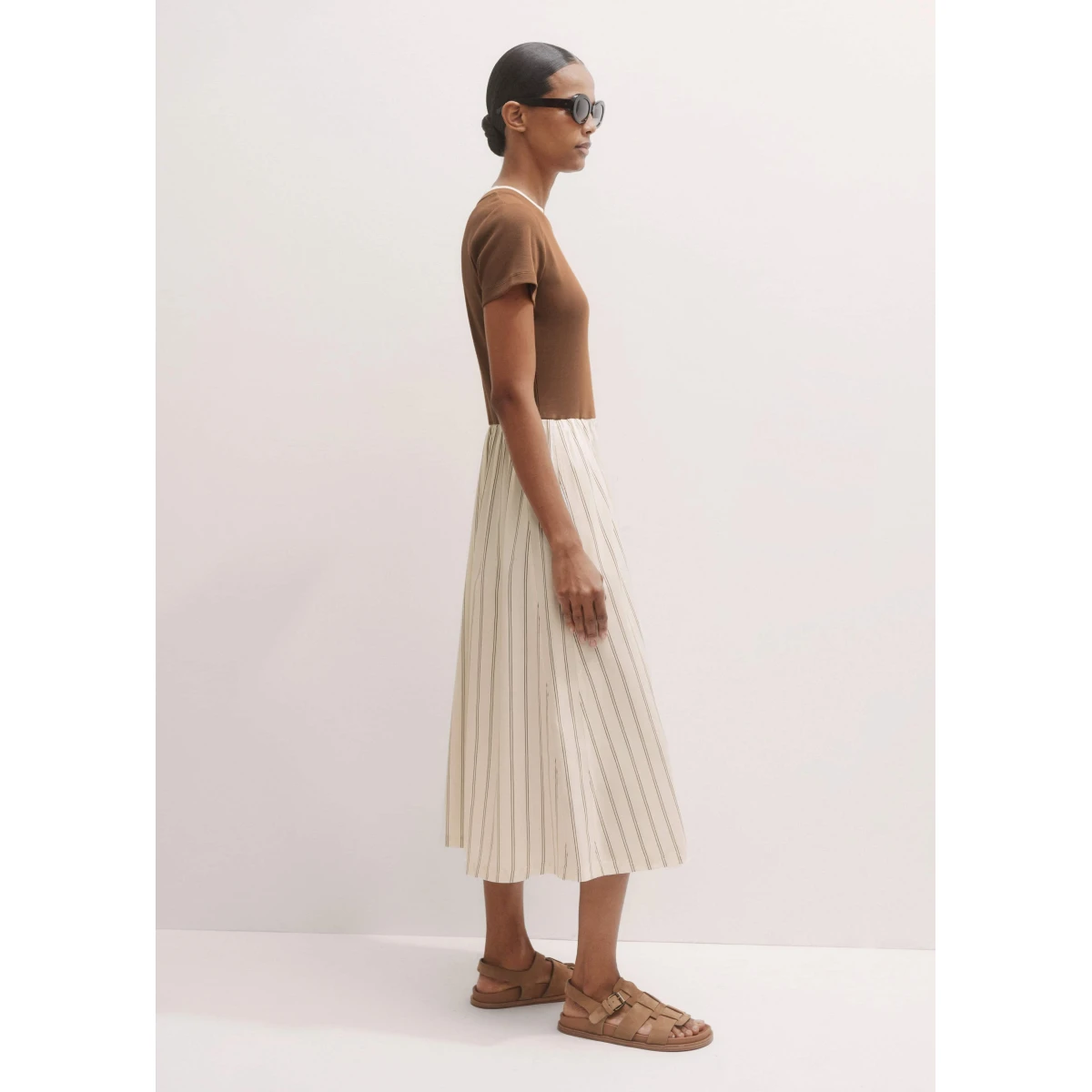 Mixed Media Stripe Midi Dress
Mixed-Media Jersey - Image 5