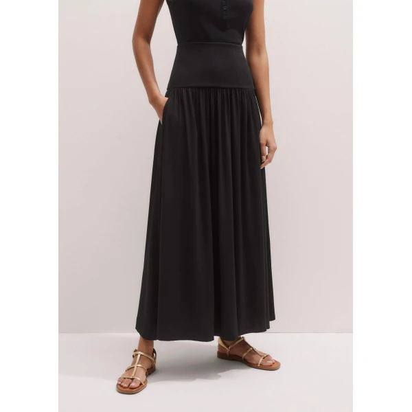 Me and Em Rib Waist Maxi Skirt
Mixed-Media Jersey Skirt, view 2