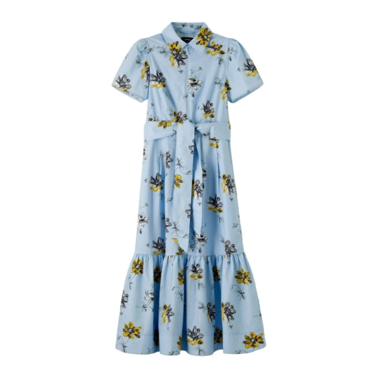 Scattered Anemone Print Seersucker Midi Dress + Belt
Textured Cotton - Image 1