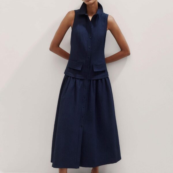 Seersucker Maxi Shirt Dress + Belt
Viscose + Cotton-Blend Seersucker - Image 5