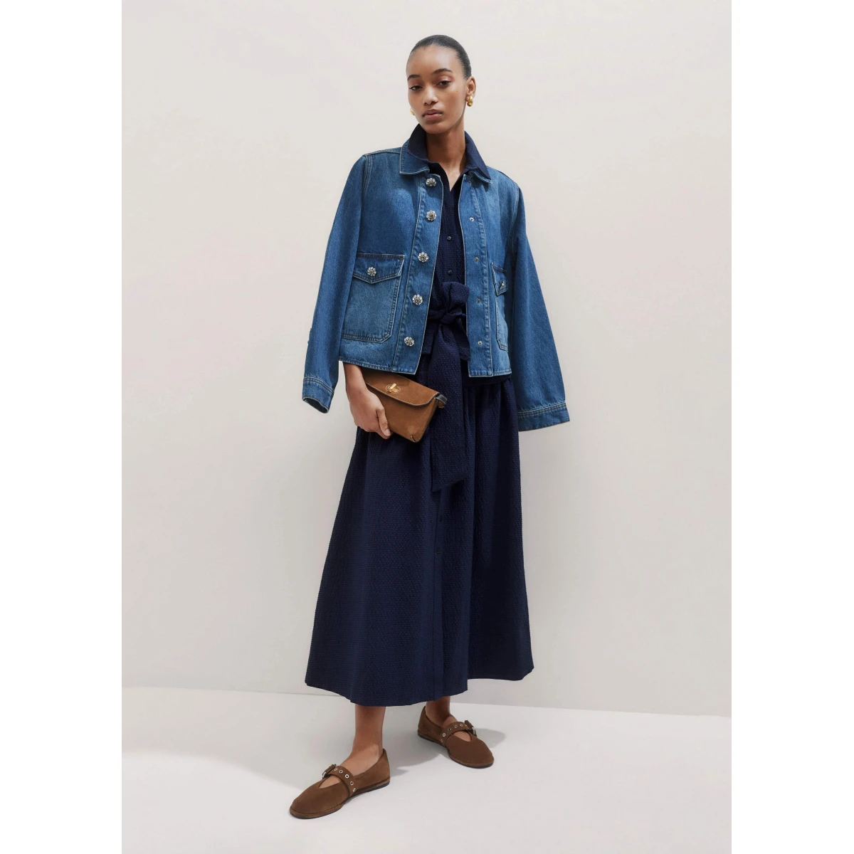 Seersucker Maxi Shirt Dress + Belt
Viscose + Cotton-Blend Seersucker - Image 6