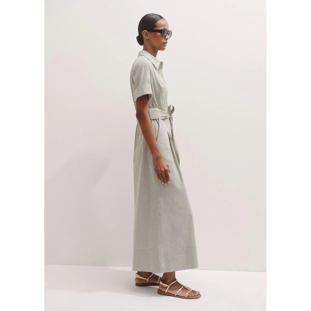 Seersucker Stripe Cropped Jumpsuit + Belt
Textured Cotton - Image 6