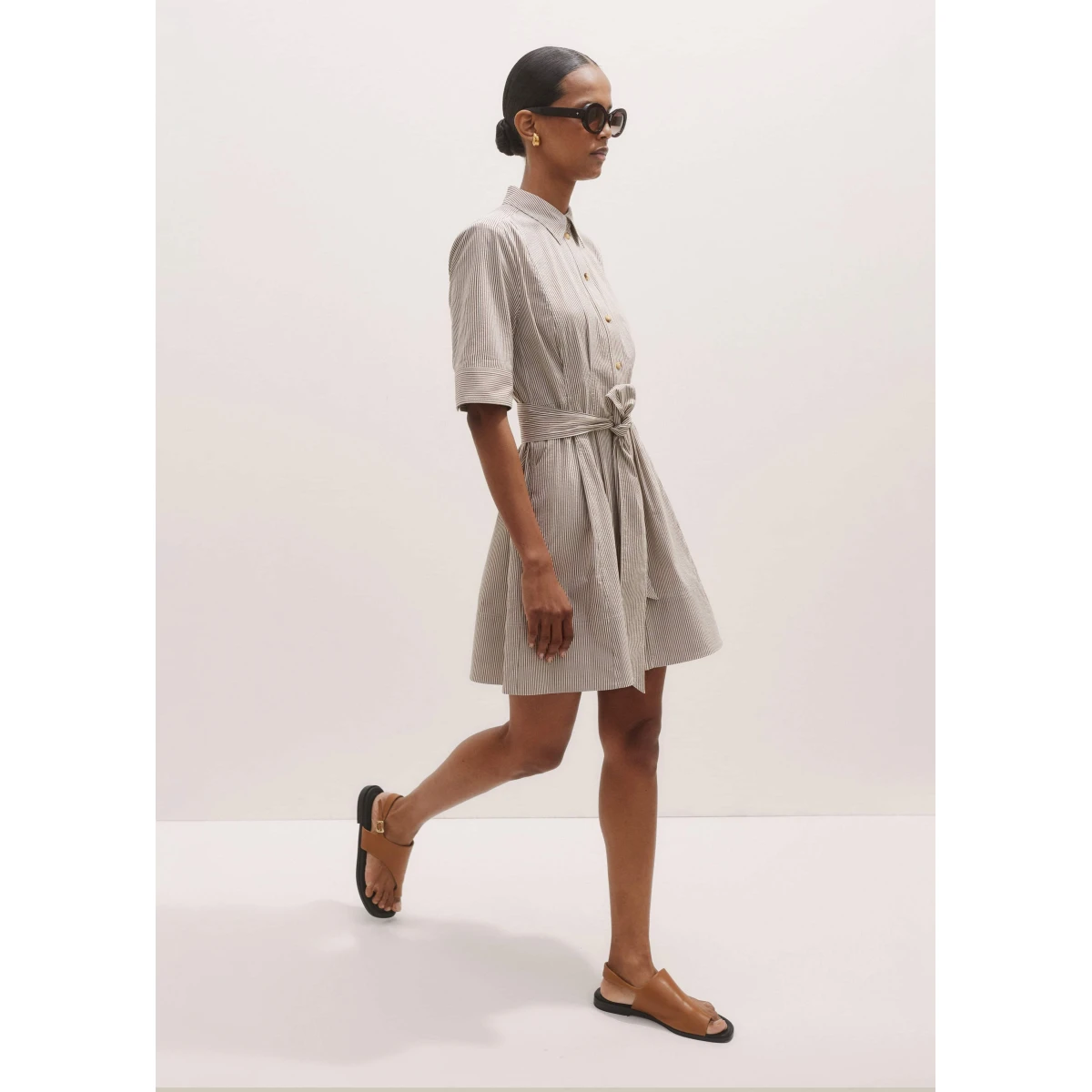 Seersucker Stripe Mini Shirt Dress + Belt
Textured Cotton - Image 7