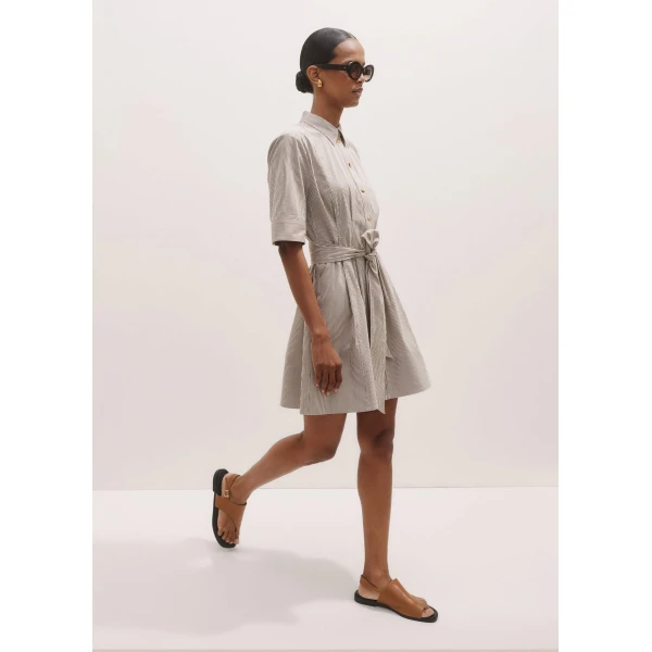 Seersucker Stripe Mini Shirt Dress + Belt
Textured Cotton - Image 7