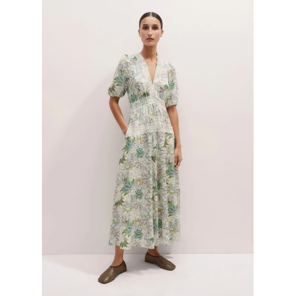 Me and Em Silk Delicate Paisley Print Maxi Dress
Matte Silk Dress, view 7