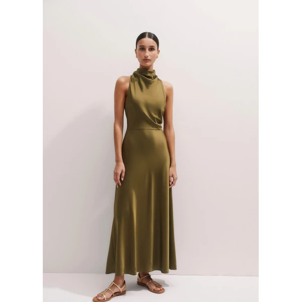 Me and Em Silk Draped Halterneck Maxi Dress
Silk Satin Dress, view 7