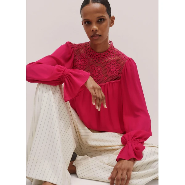 Me and Em Silk + Lace Long Sleeve Blouse
Matte Silk Top, view 2