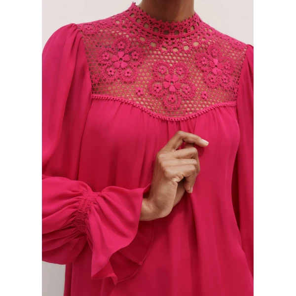 Me and Em Silk + Lace Long Sleeve Blouse
Matte Silk Top, view 3