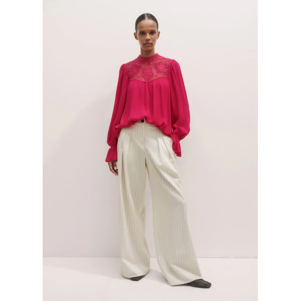 Me and Em Silk + Lace Long Sleeve Blouse
Matte Silk Top, view 4