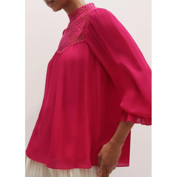 Me and Em Silk + Lace Long Sleeve Blouse
Matte Silk Top, view 6