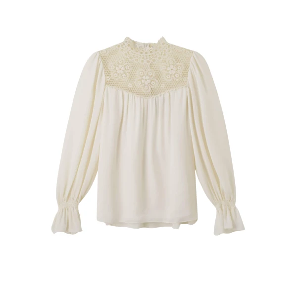 Silk + Lace Long Sleeve Blouse
Silk + Lace