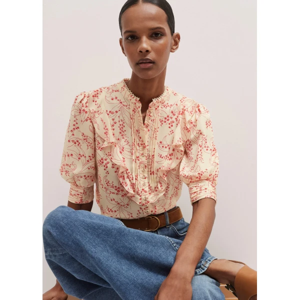 Me and Em Silk Lily Of The Valley Print Blouse
Silk Crepe Top, view 2