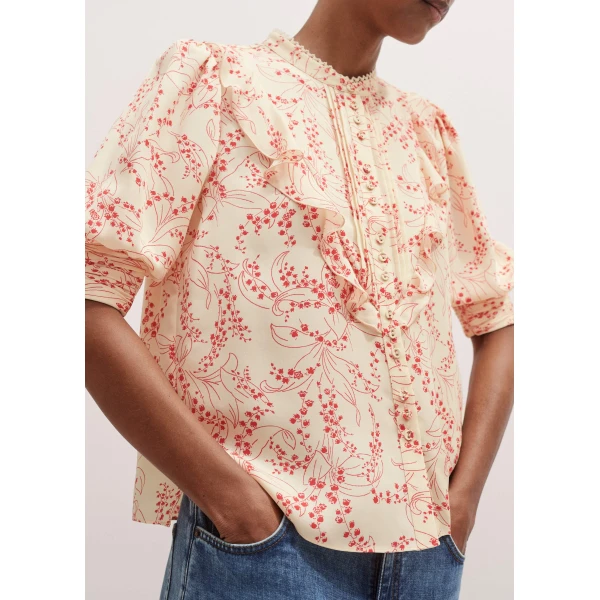 Me and Em Silk Lily Of The Valley Print Blouse
Silk Crepe Top, view 3