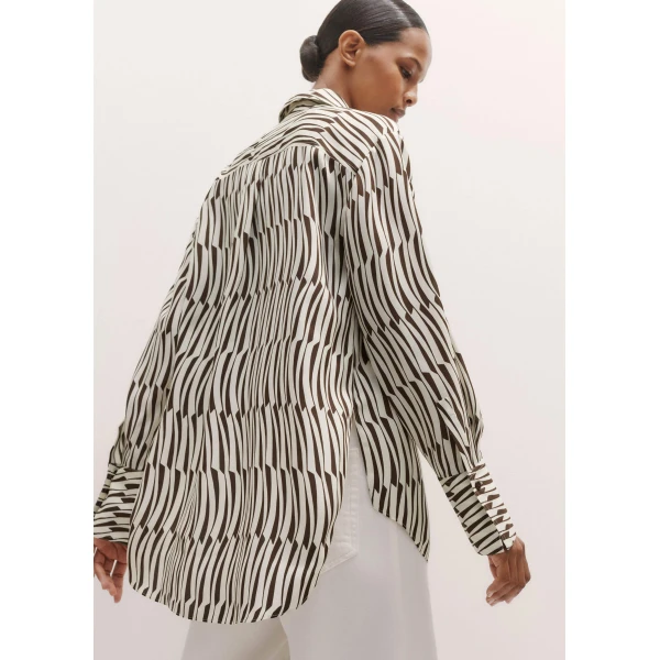 Me and Em Silk Linear Keys Print Oversized Shirt
Matte Silk Top, view 2