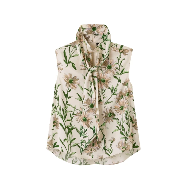 Silk Satin Growing Daisy Print Top + Tie
Silk Satin