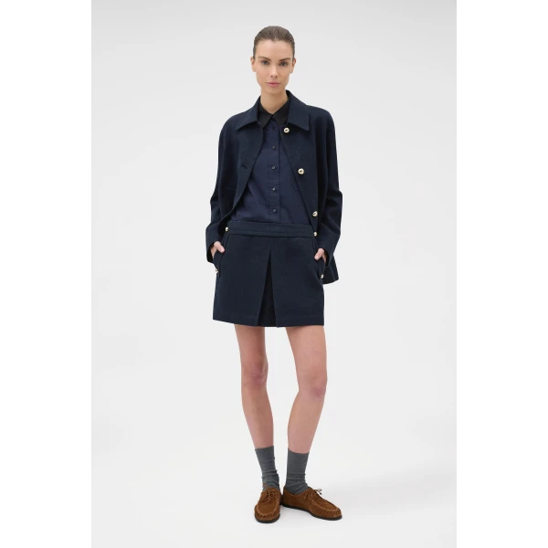 Oroton Button Detail Mini Skirt, view 3