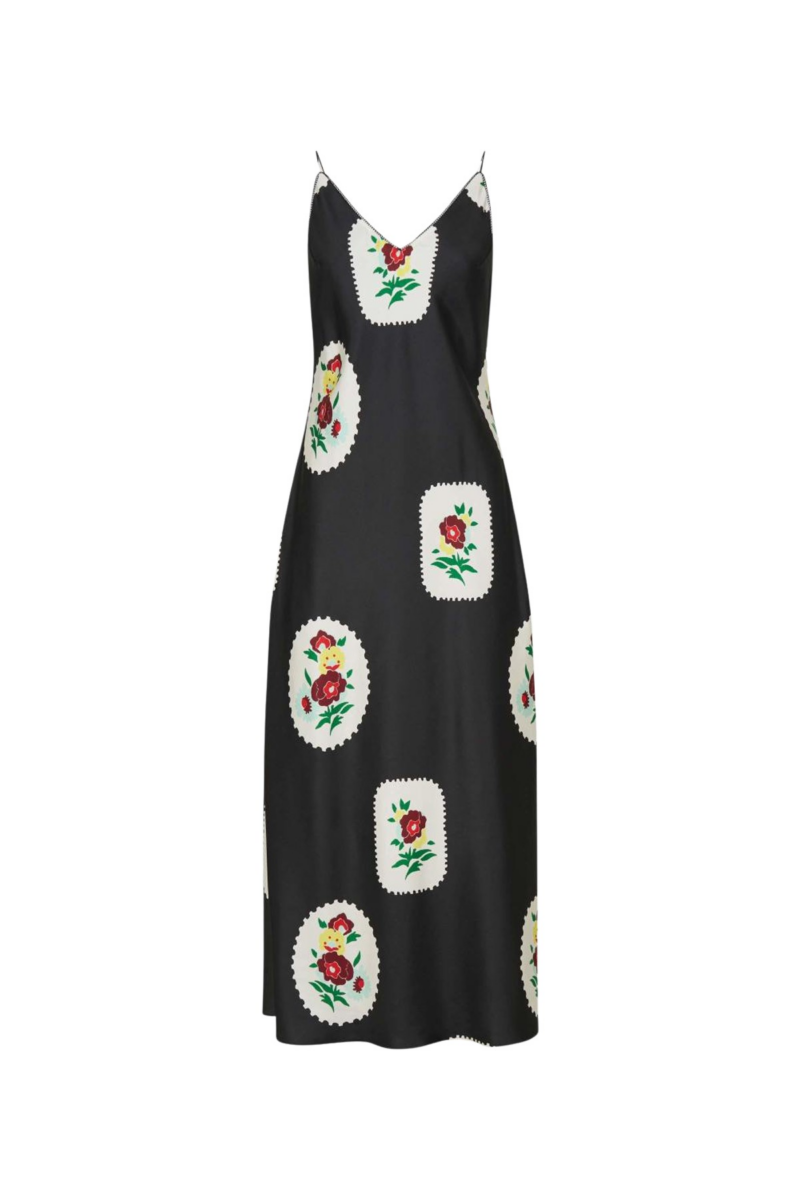Folk Doilie Print Slip Dress - Image 1