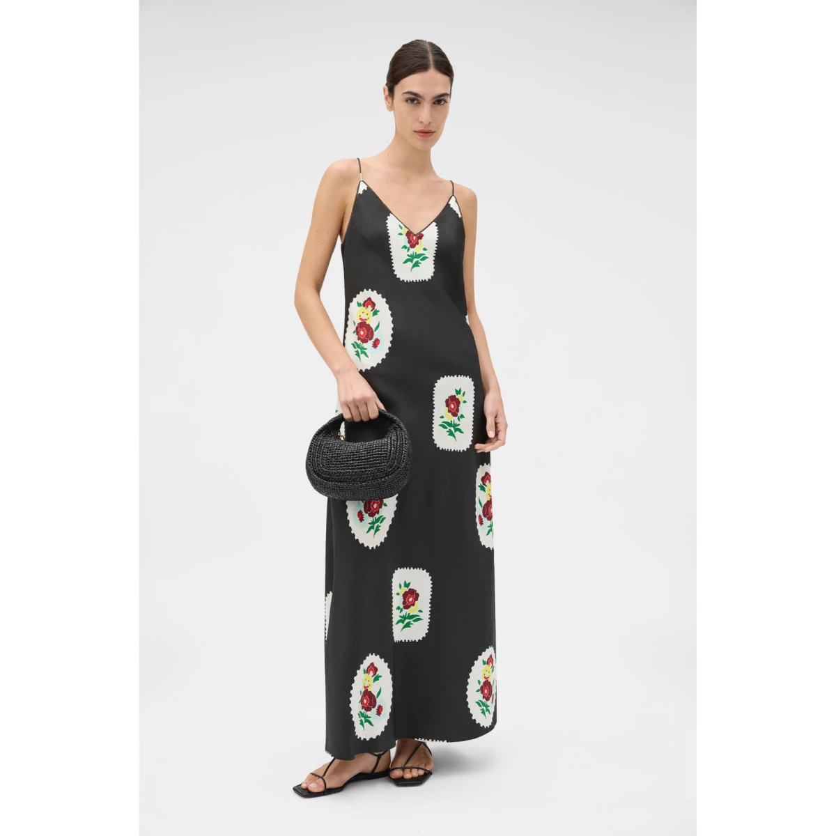 Folk Doilie Print Slip Dress