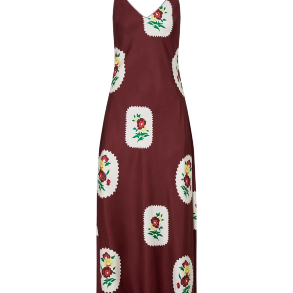 Folk Doilie Print Slip Dress