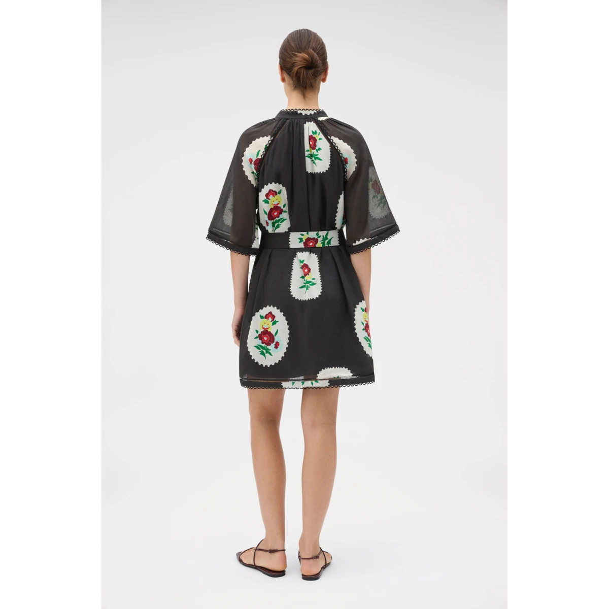 Folk Doilie Print Smock Dress