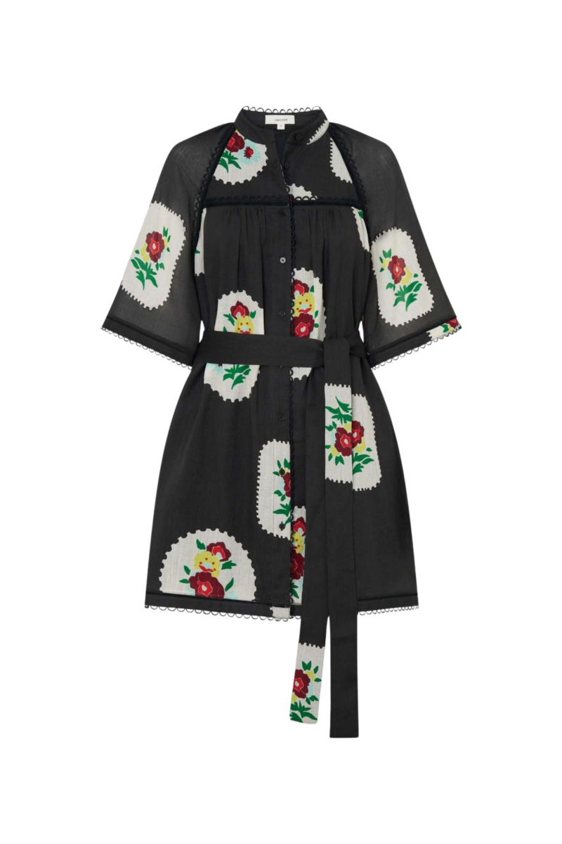 Folk Doilie Print Smock Dress - Image 1