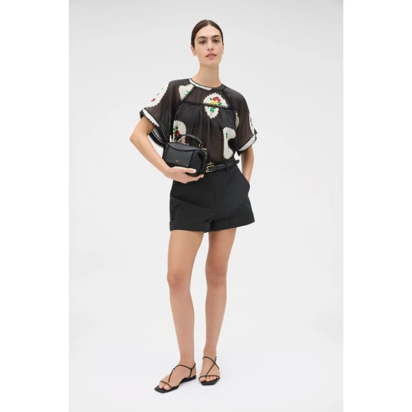 Folk Doilie Print Top
