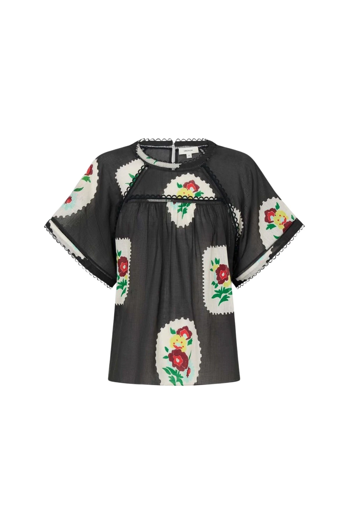 Oroton-Folk-Doilie-Print-Top49687_nobg Oroton Tops luxury Clothing from Coveti Marketplace