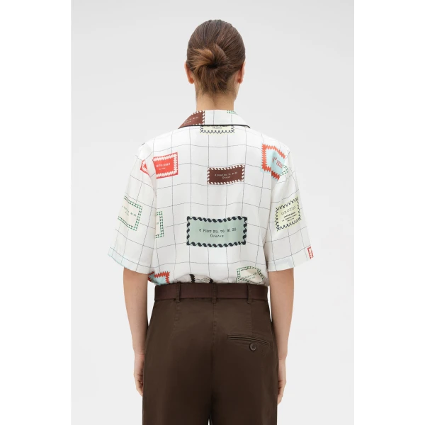 Label Print Camp Shirt