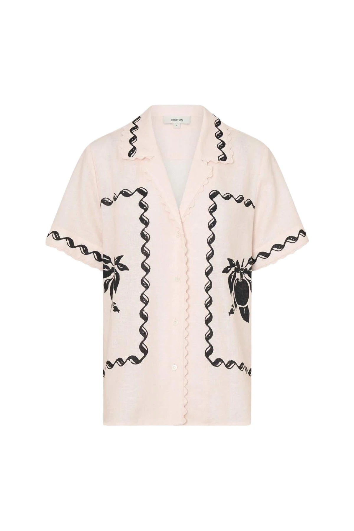 Oroton-Stencil-Print-Camp-Shirt36952_nobg Oroton Tops luxury Clothing from Coveti Marketplace