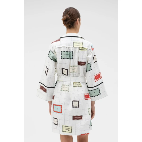 Vintage Label Print Tunic Dress