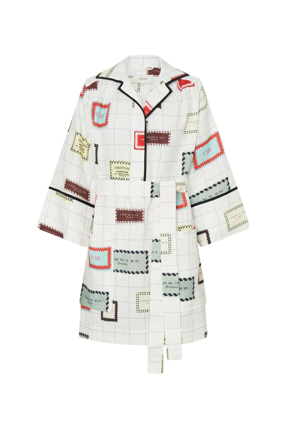 Oroton Vintage Label Print Tunic Dress