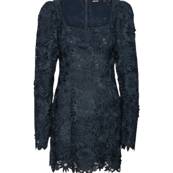 3D Lace Ls Mini Dress Dark Blue
