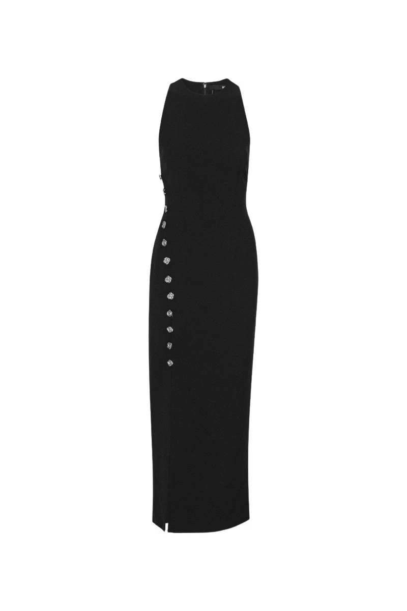 Rotate-Birger-Christensen-Crepe-Button-Dress-Black-dress-coveti-2025-891117_nobg Rotate Black Dress luxury Clothing from Coveti Marketplace