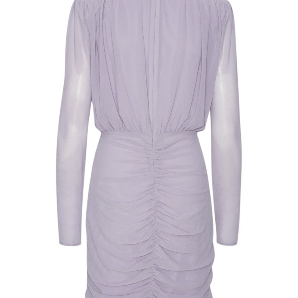Crepe Mini Gathered Dress Purple