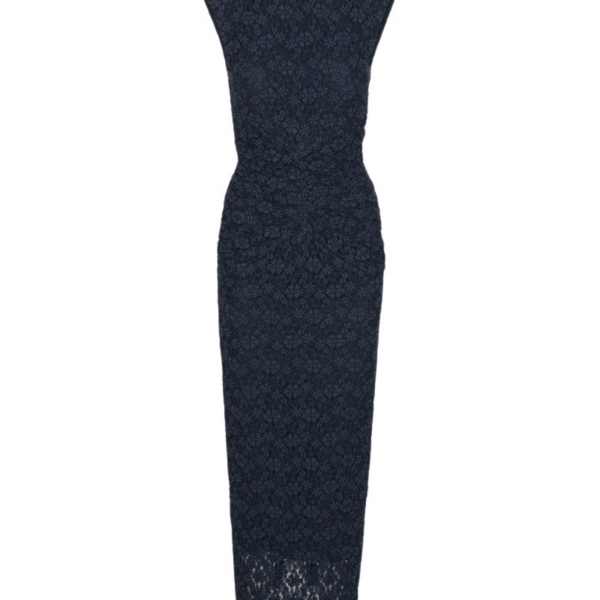 Lace Long Midi Dress Dark Blue