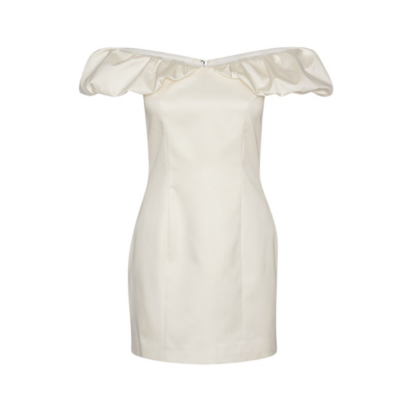 Off-Shoulder Mini Dress Creme White