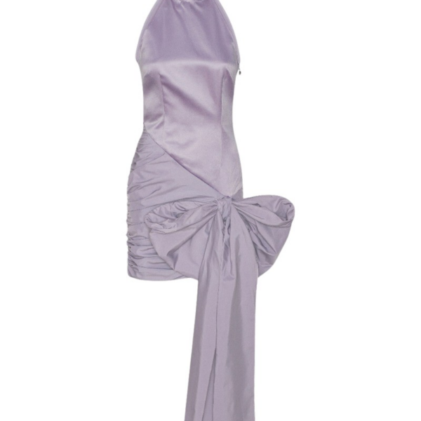 Satin Bow Dress Purple
